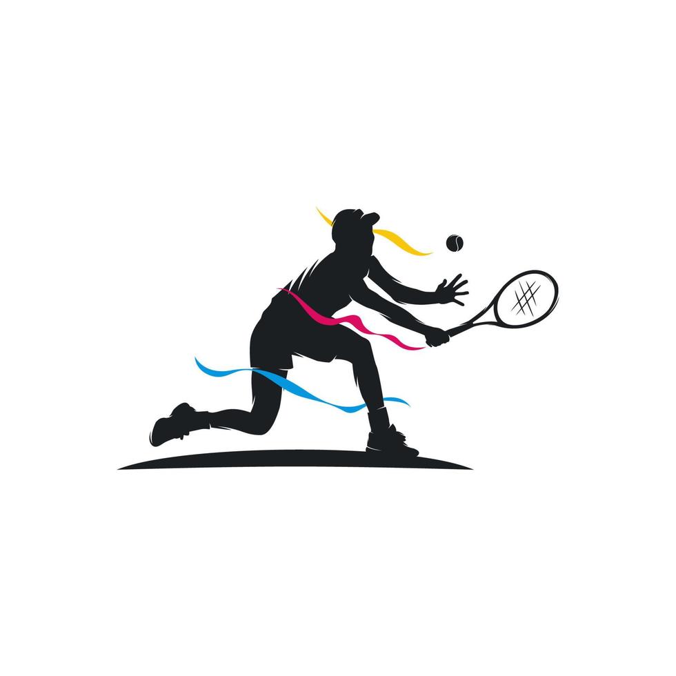 Tennis player stylized vector silhouette logo