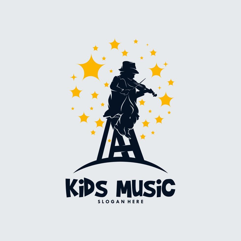 logotipo de educación escolar de música para niños coloridos vector