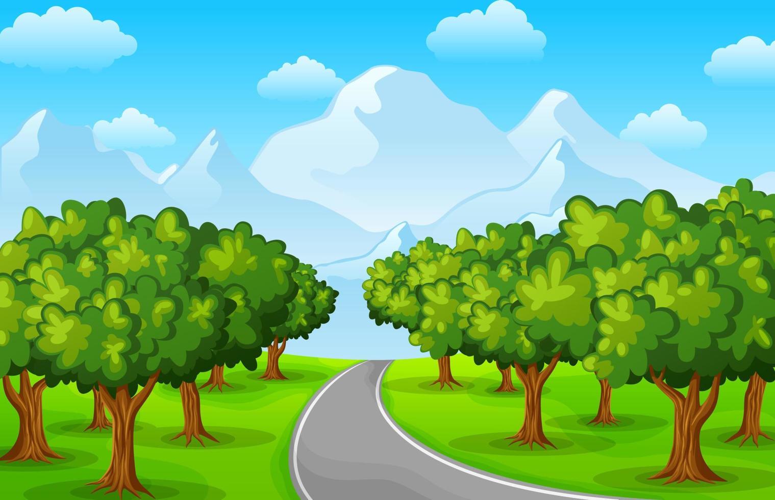 paisaje verde con montañas y árboles vector