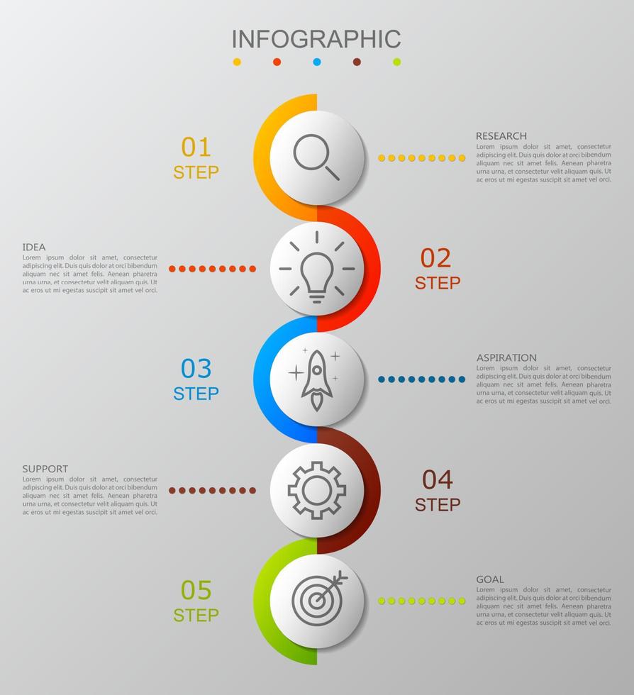 Infographic template with the image of 5 rectangles vector