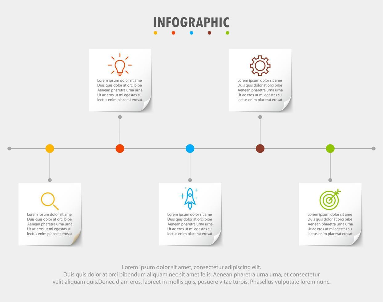 plantilla infográfica con la imagen de 5 rectángulos vector