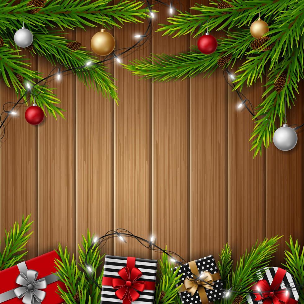 Christmas red background with christmas elements vector