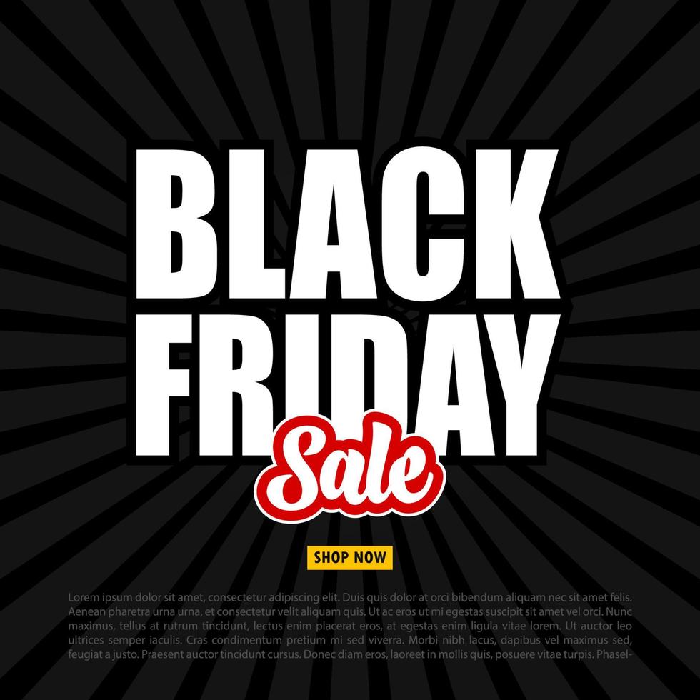 Vector illustration of Black Friday sale banner with different gift boxes and black ribbon