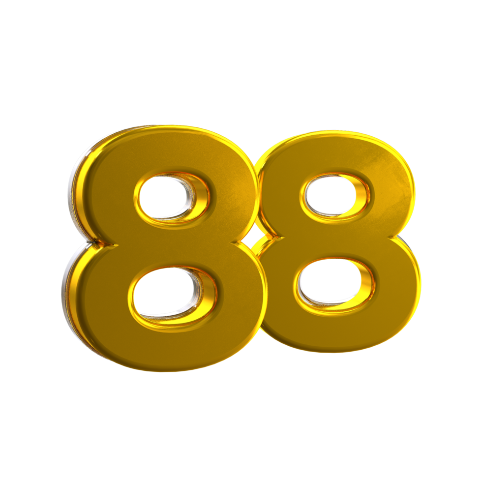 Mental yellow 88 3D Number png