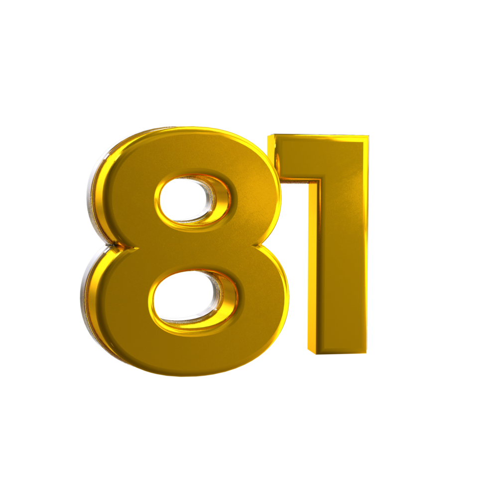 Mental yellow 81 3D Number png