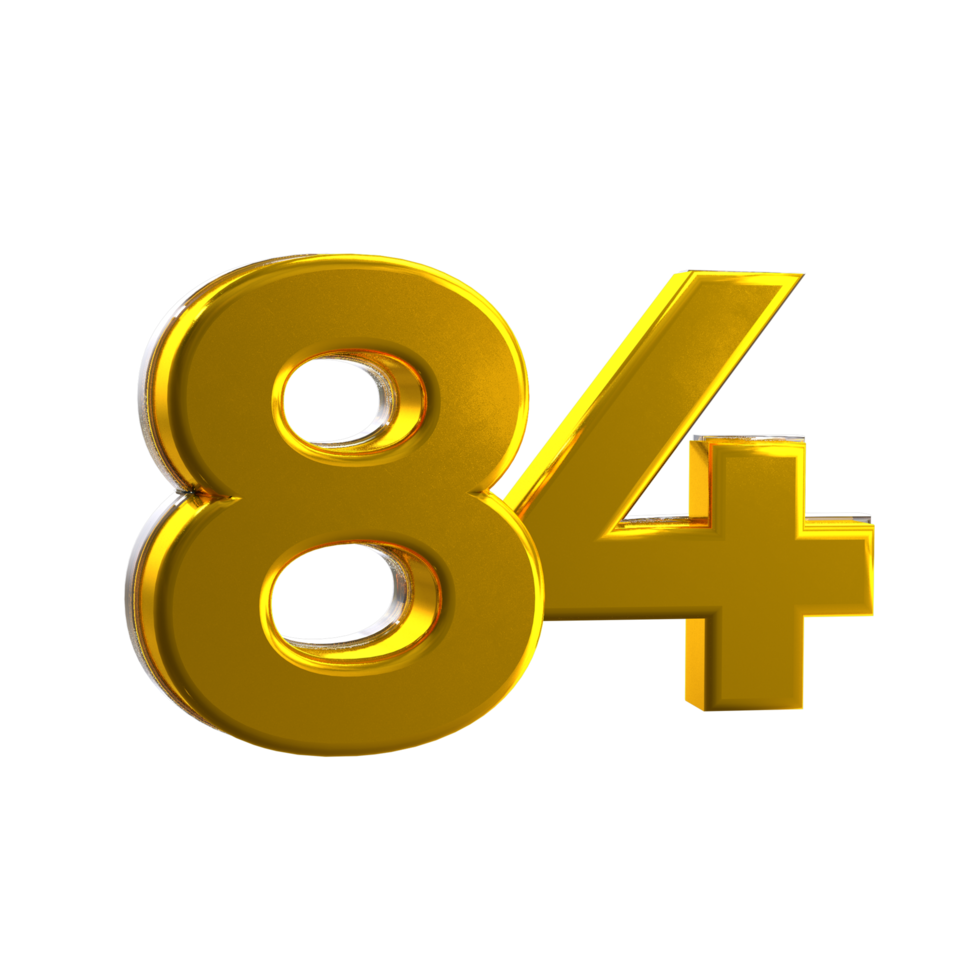 Mental yellow 84 3D Number png