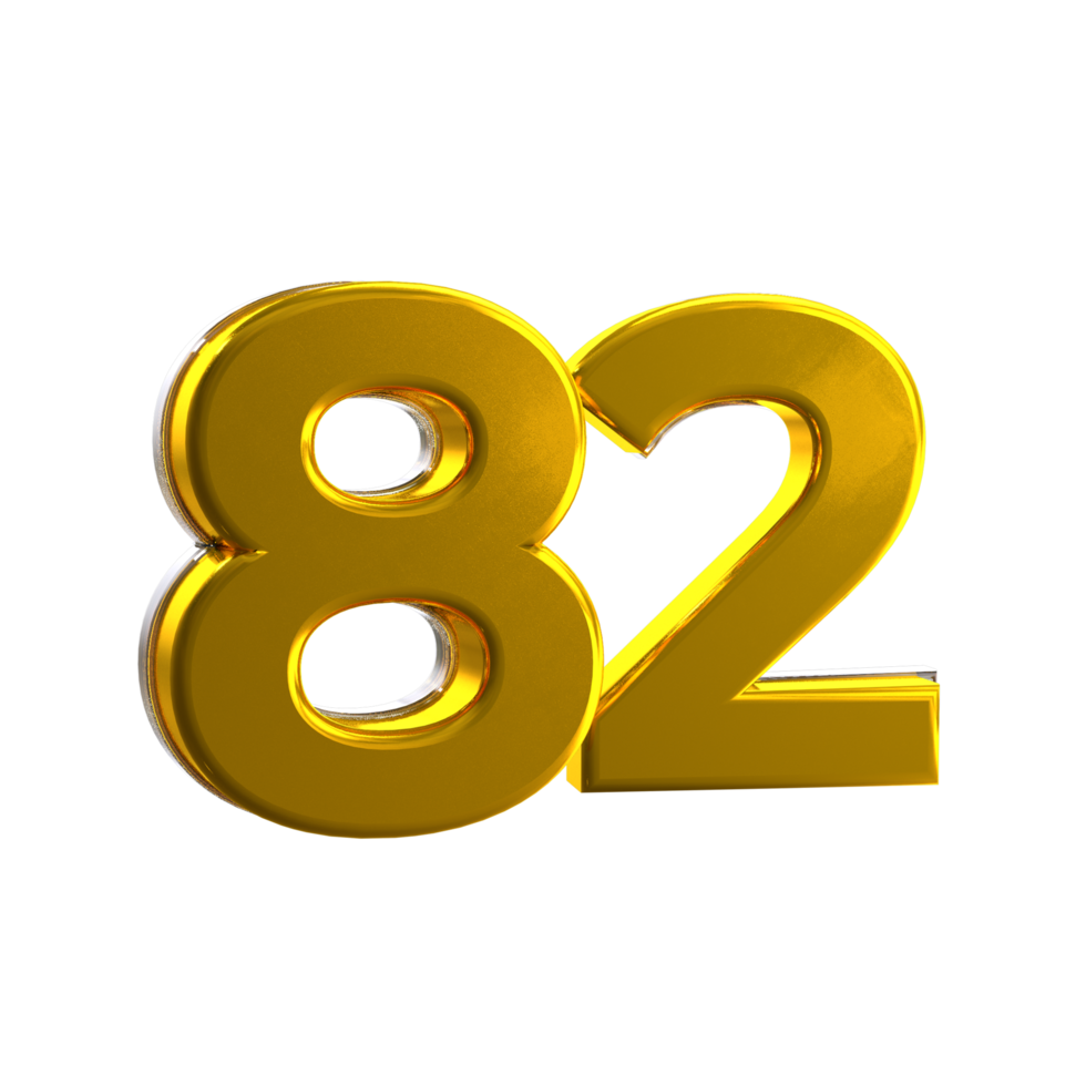 Mental yellow 82 3D Number png