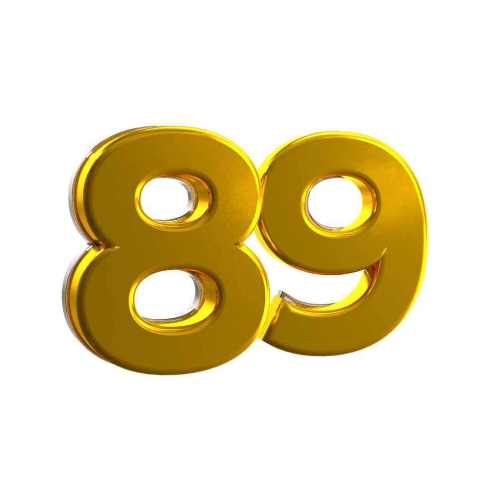 Mental yellow 89 3D Number png