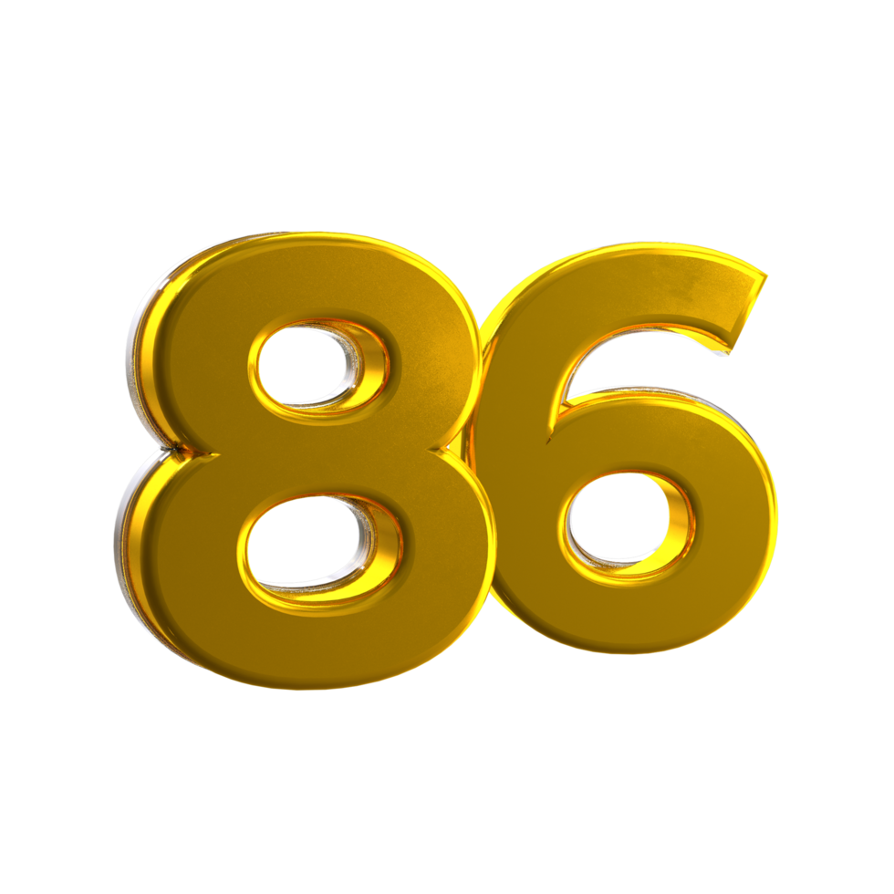 Mental yellow 86 3D Number png