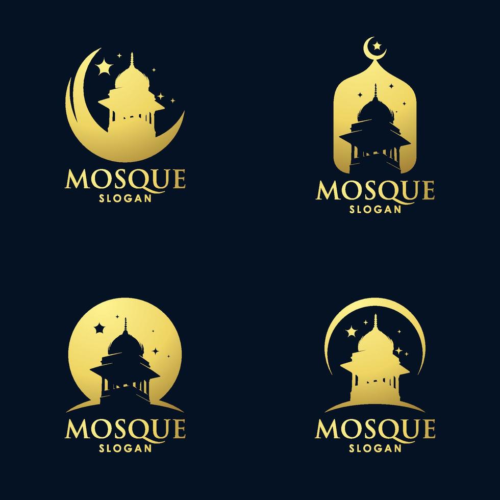 mezquita de oro arquitectura arte logo vector set diseño