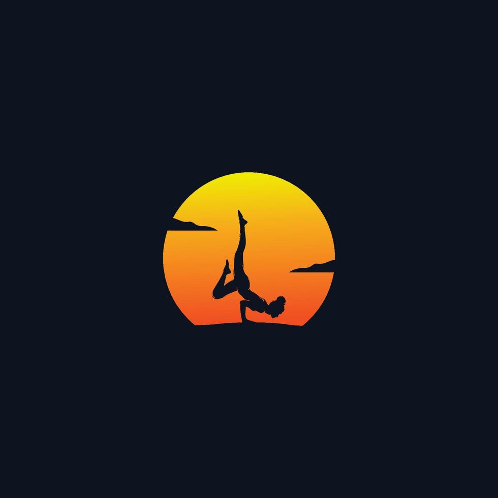 Fitness Gymnastic Logo Silhouette Sportswoman Vector
