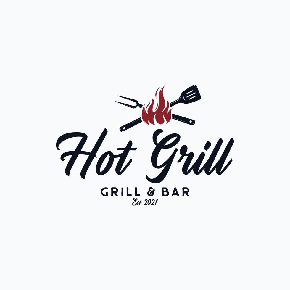 Vintage barbecue steak grilled logo vector