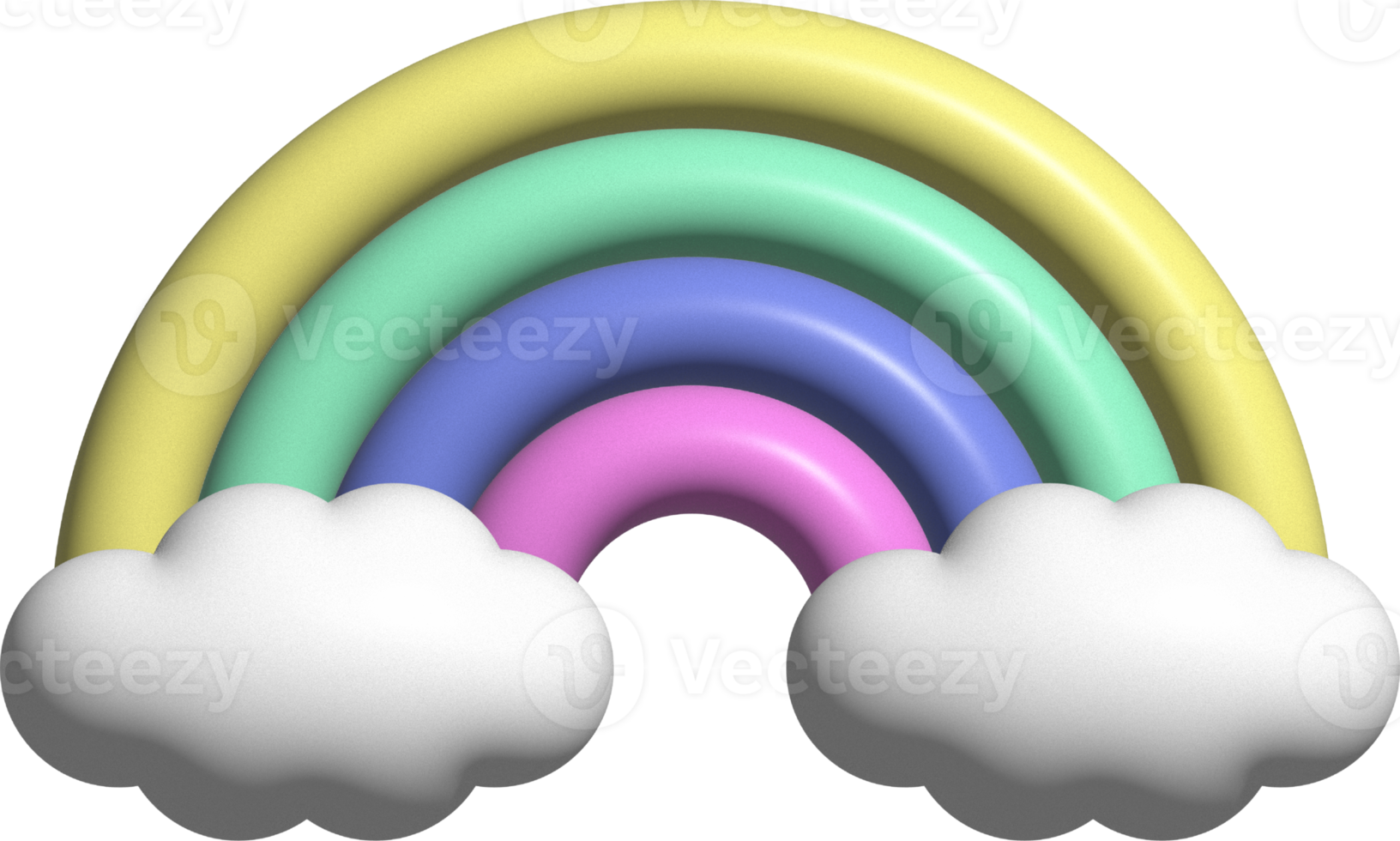 cute 3d colorful puffy rainbow with cloud decoration png