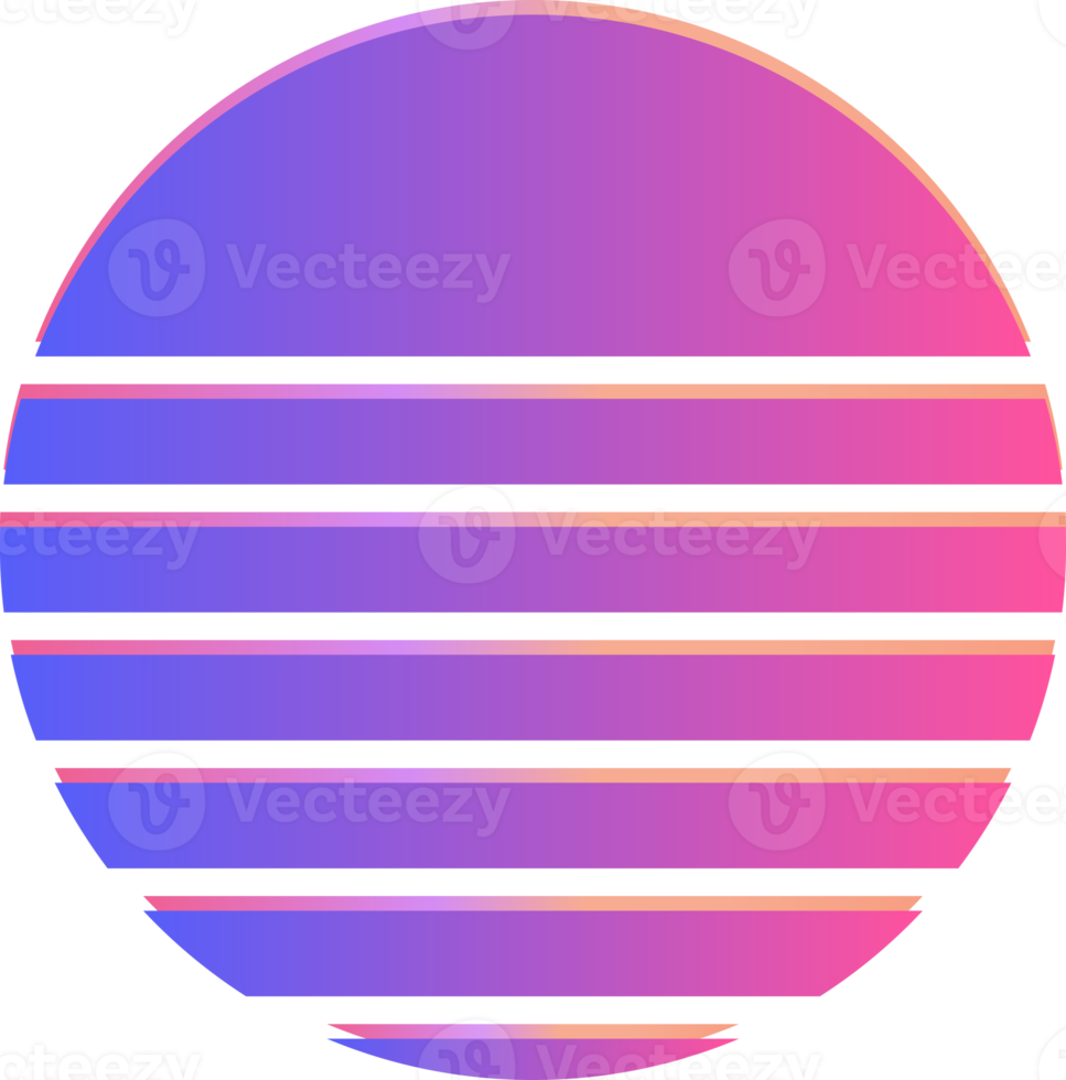 aesthetic gradient retro sun decoration png