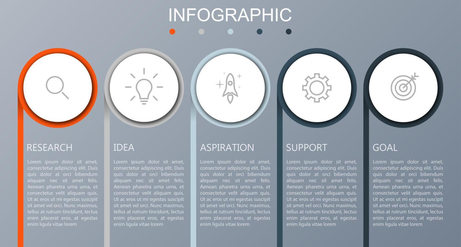 Infographic template with the image of 5 rectangles vector