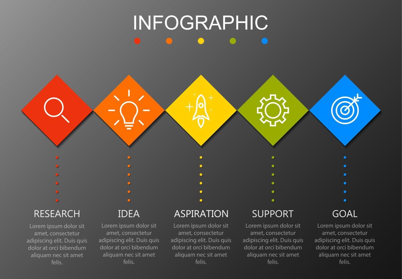 plantilla infográfica con la imagen de 5 rectángulos vector