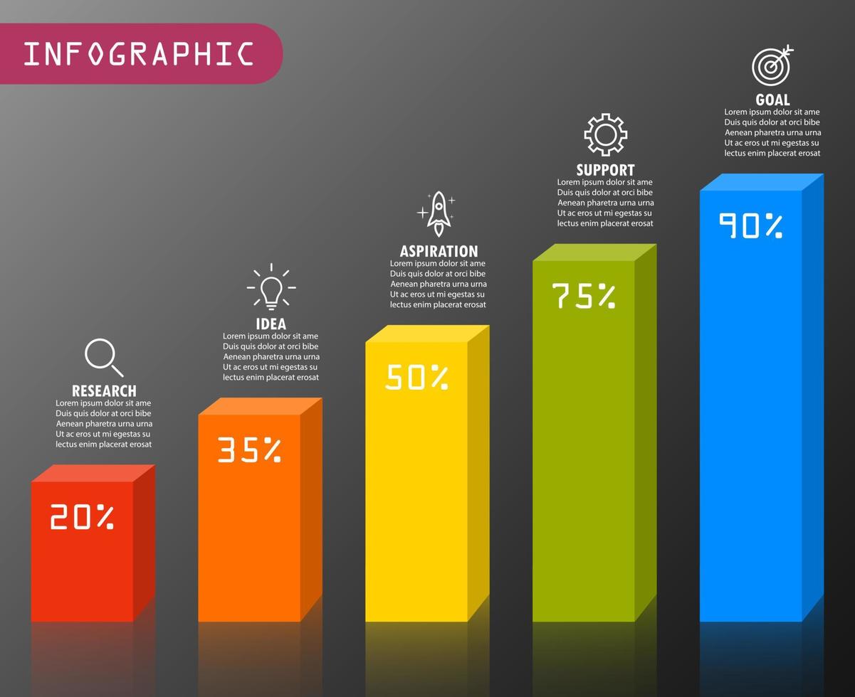 plantilla infográfica con la imagen de 5 rectángulos vector