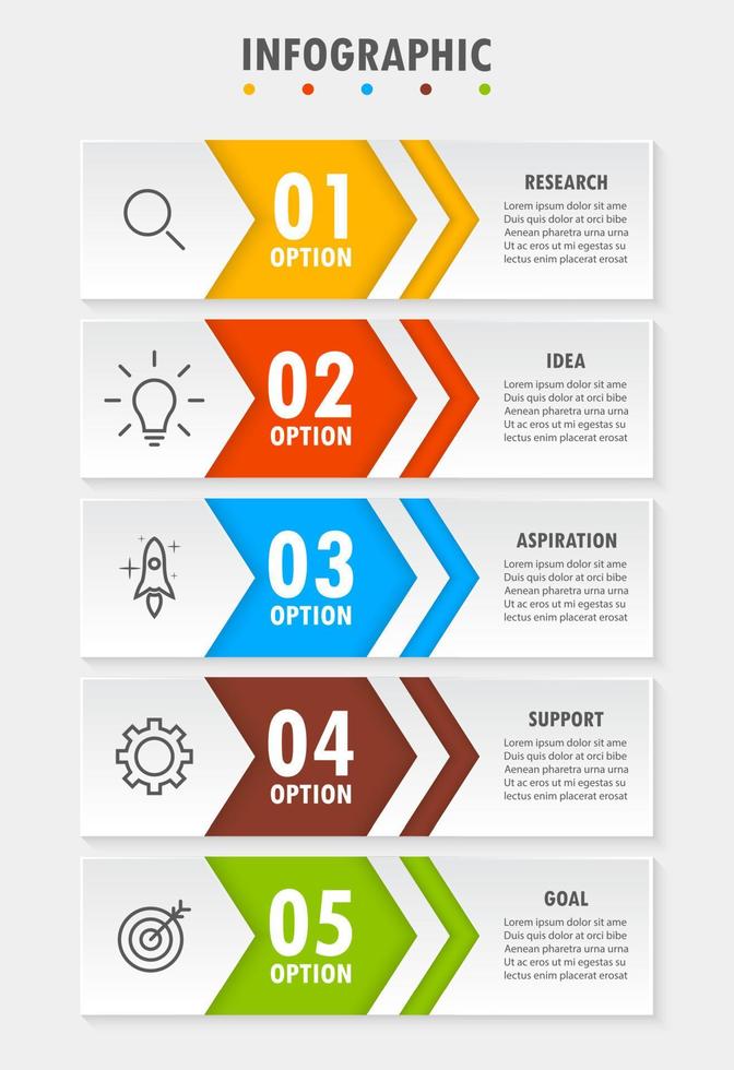 Infographic template with the image of 5 rectangles vector