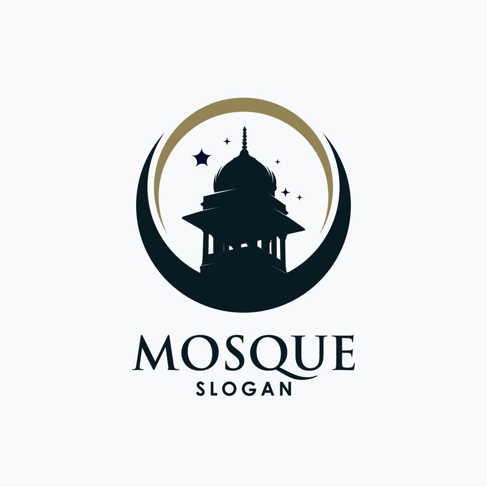 diseño de plantilla de logotipo de mezquita islámica vector