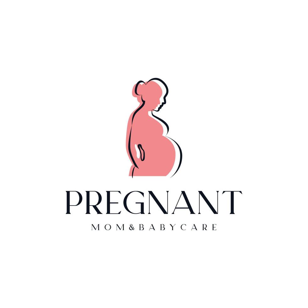 Pregnant woman silhouette logo design vector