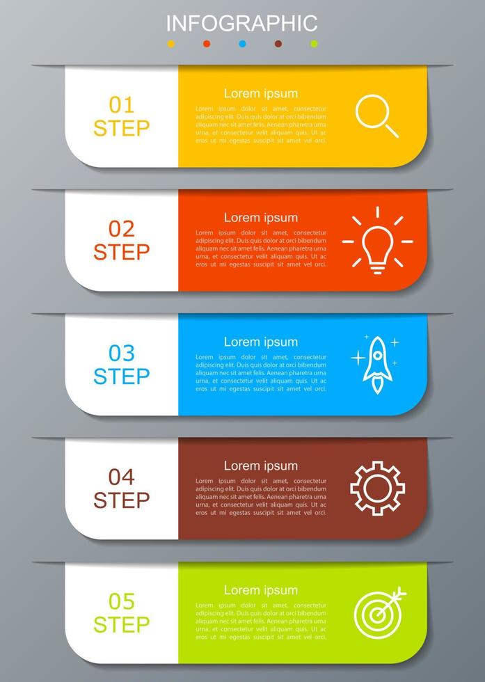 plantilla infográfica con la imagen de 5 rectángulos vector