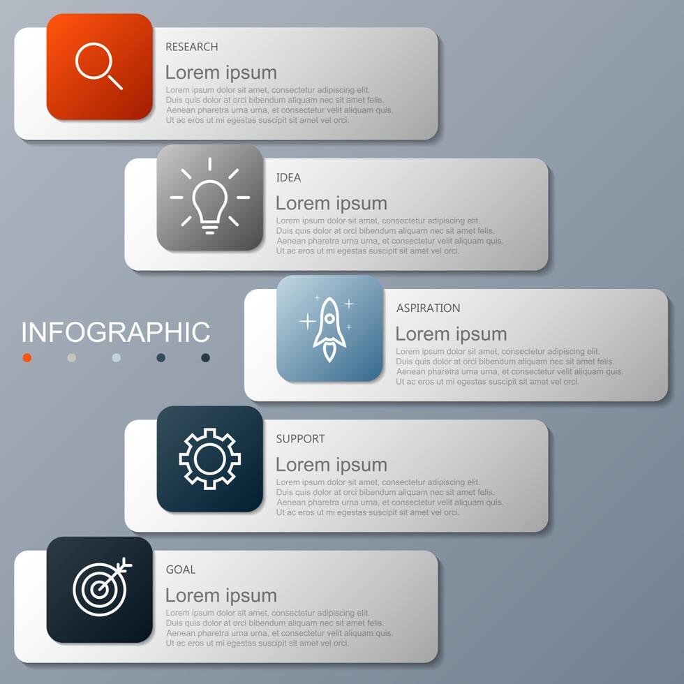 Infographic template with the image of 5 rectangles vector