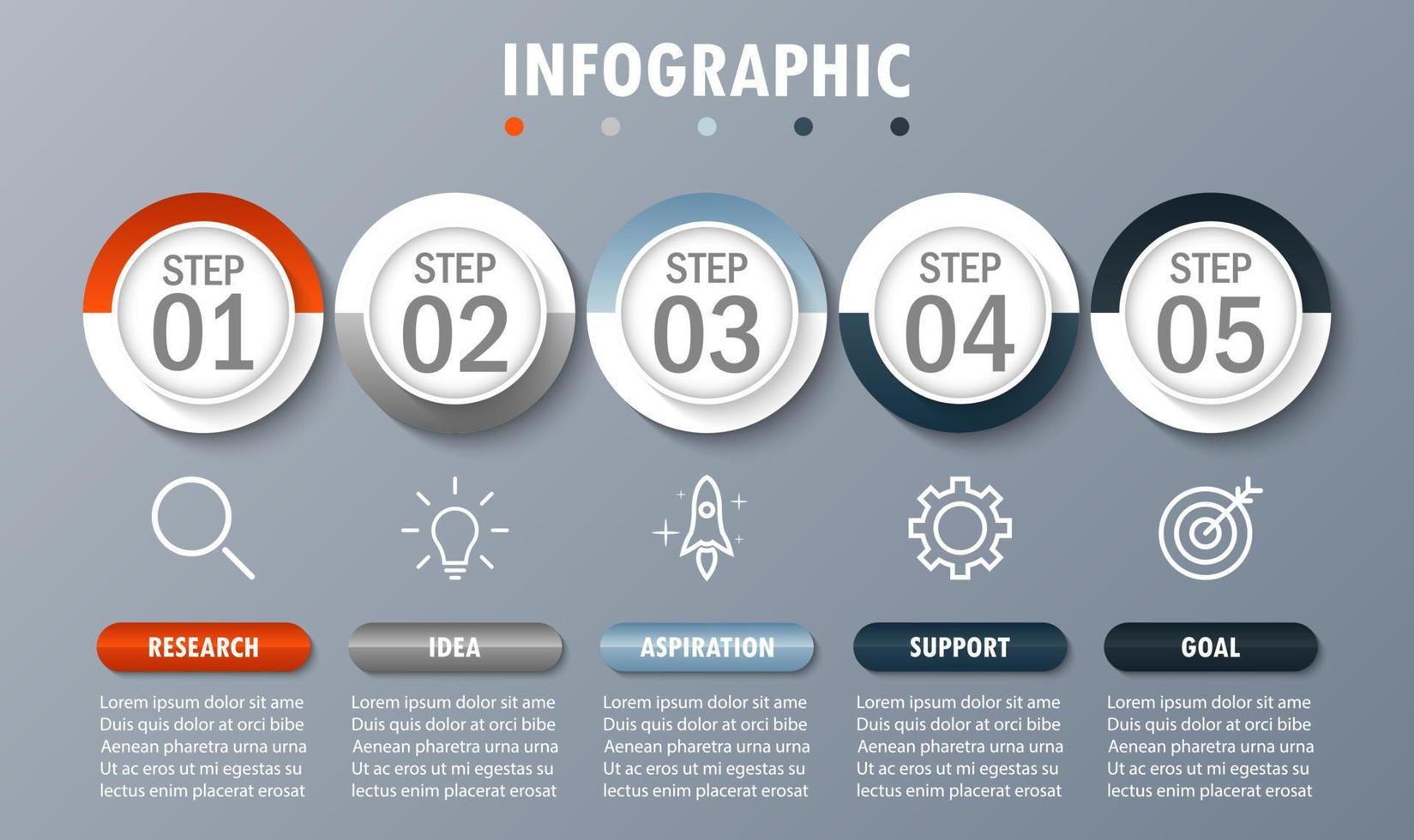 Infographic template with the image of 5 rectangles vector