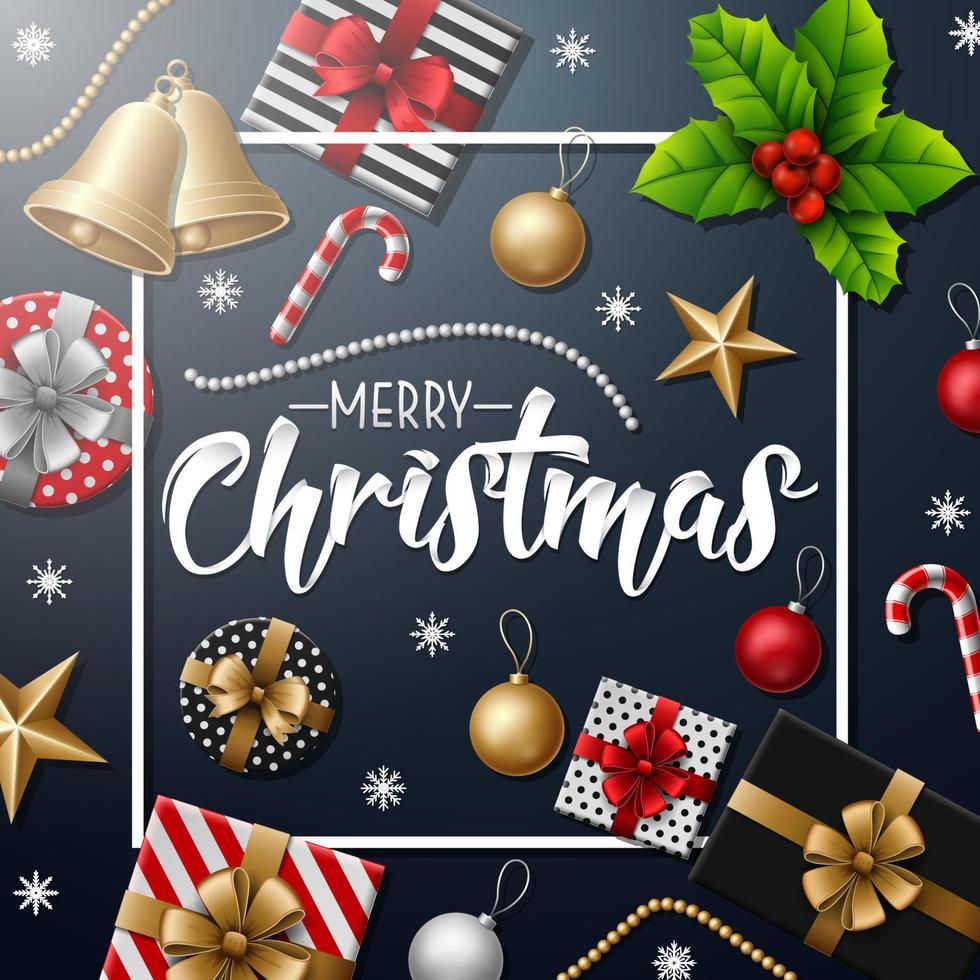 Christmas red background with christmas elements vector