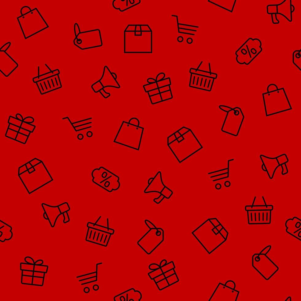 Black friday icons set on red background vector
