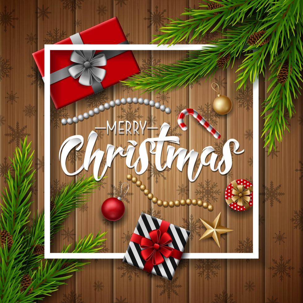 Christmas red background with christmas elements vector