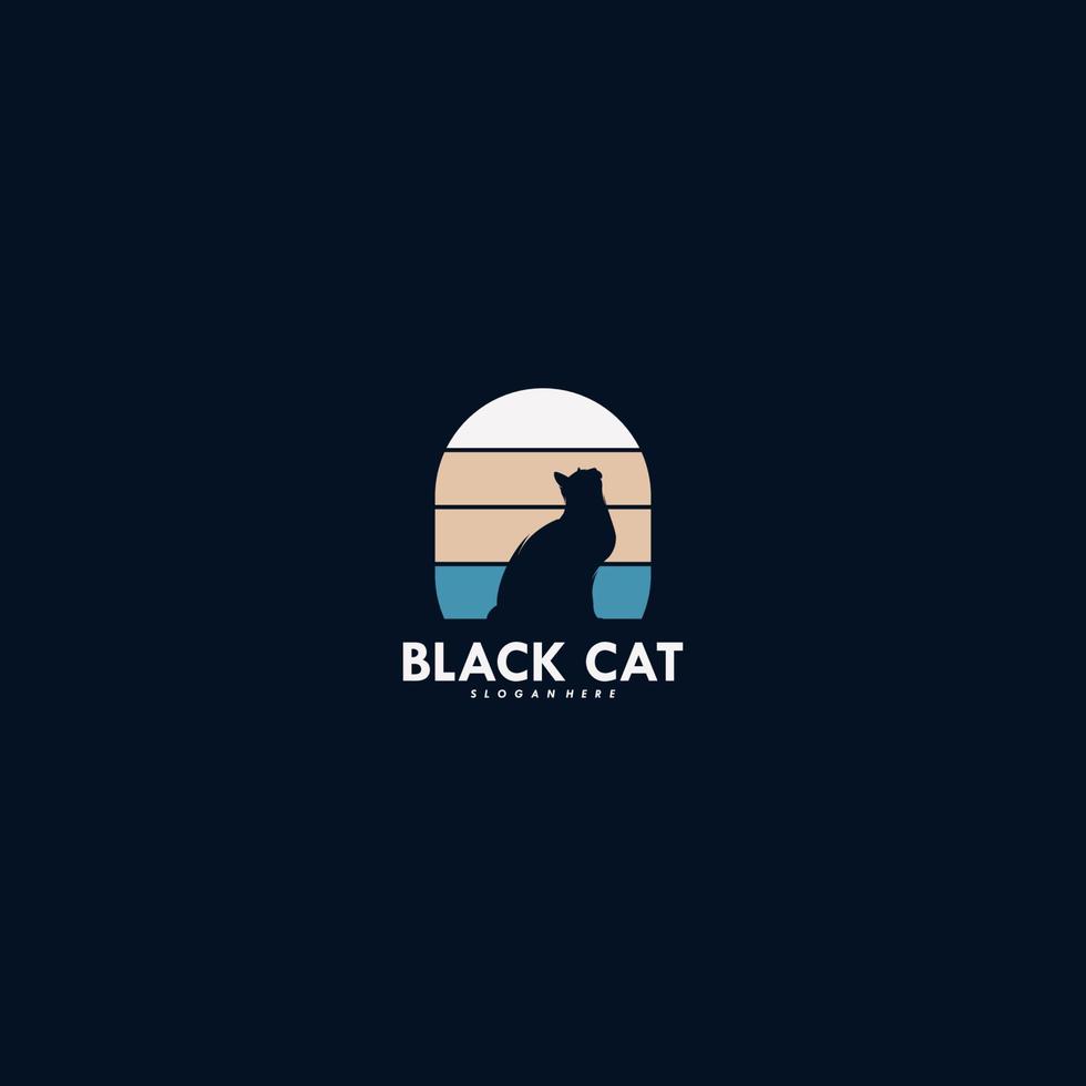 Black cat logo design vector