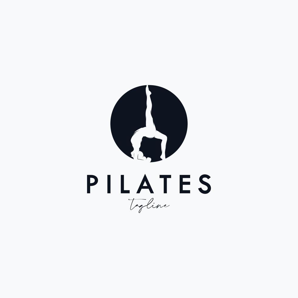 entrenador pilates mujer silueta vector creativo diseño de logotipo