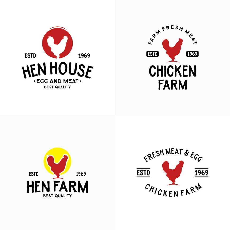 diseño de ilustración vectorial del logotipo de la granja de pollos con fondo blanco vector
