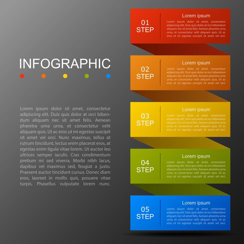 plantilla infográfica con la imagen de 5 rectángulos vector