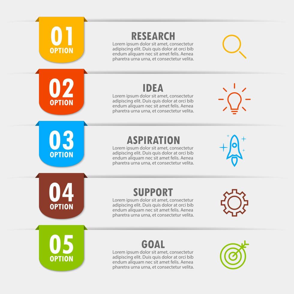 Infographic template with the image of 5 rectangles vector