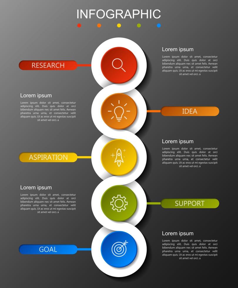 plantilla infográfica con la imagen de 5 rectángulos vector