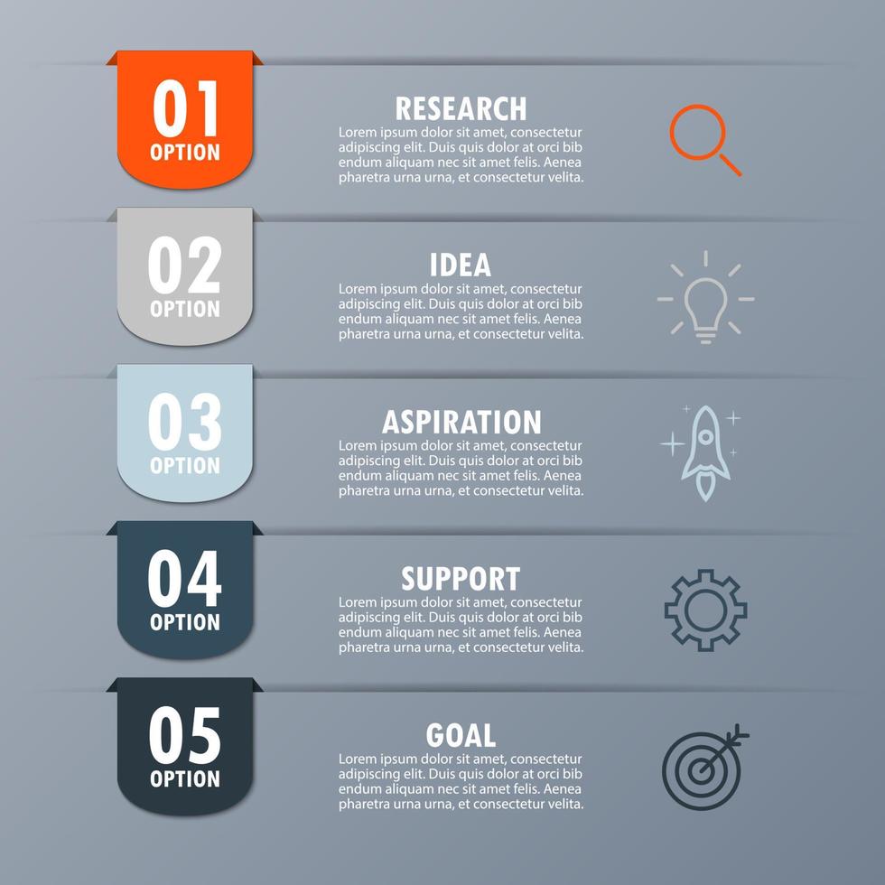 plantilla infográfica con la imagen de 5 rectángulos vector