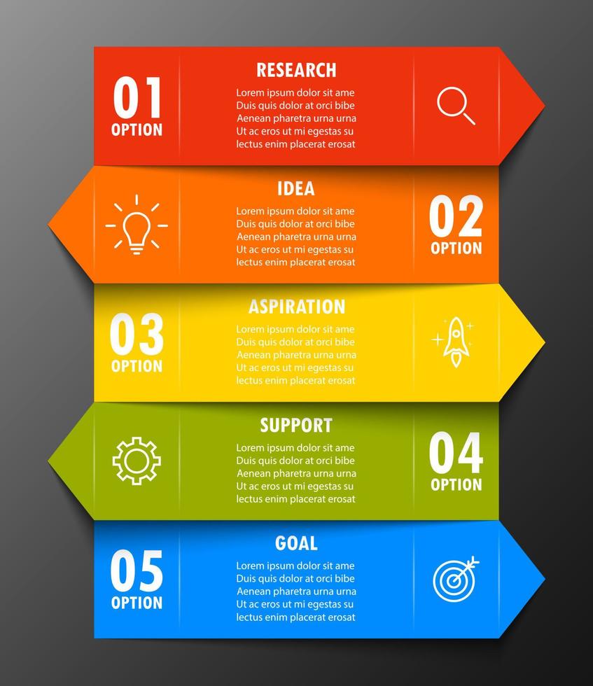 plantilla infográfica con la imagen de 5 rectángulos vector