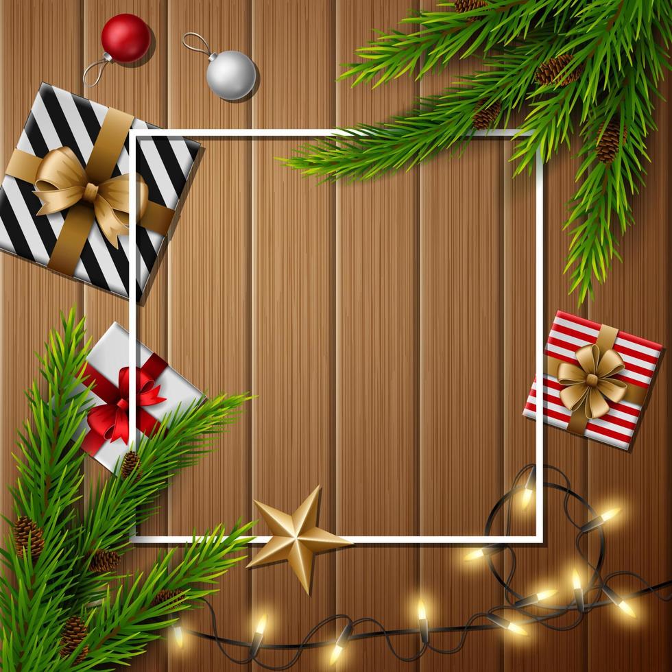 Christmas red background with christmas elements vector