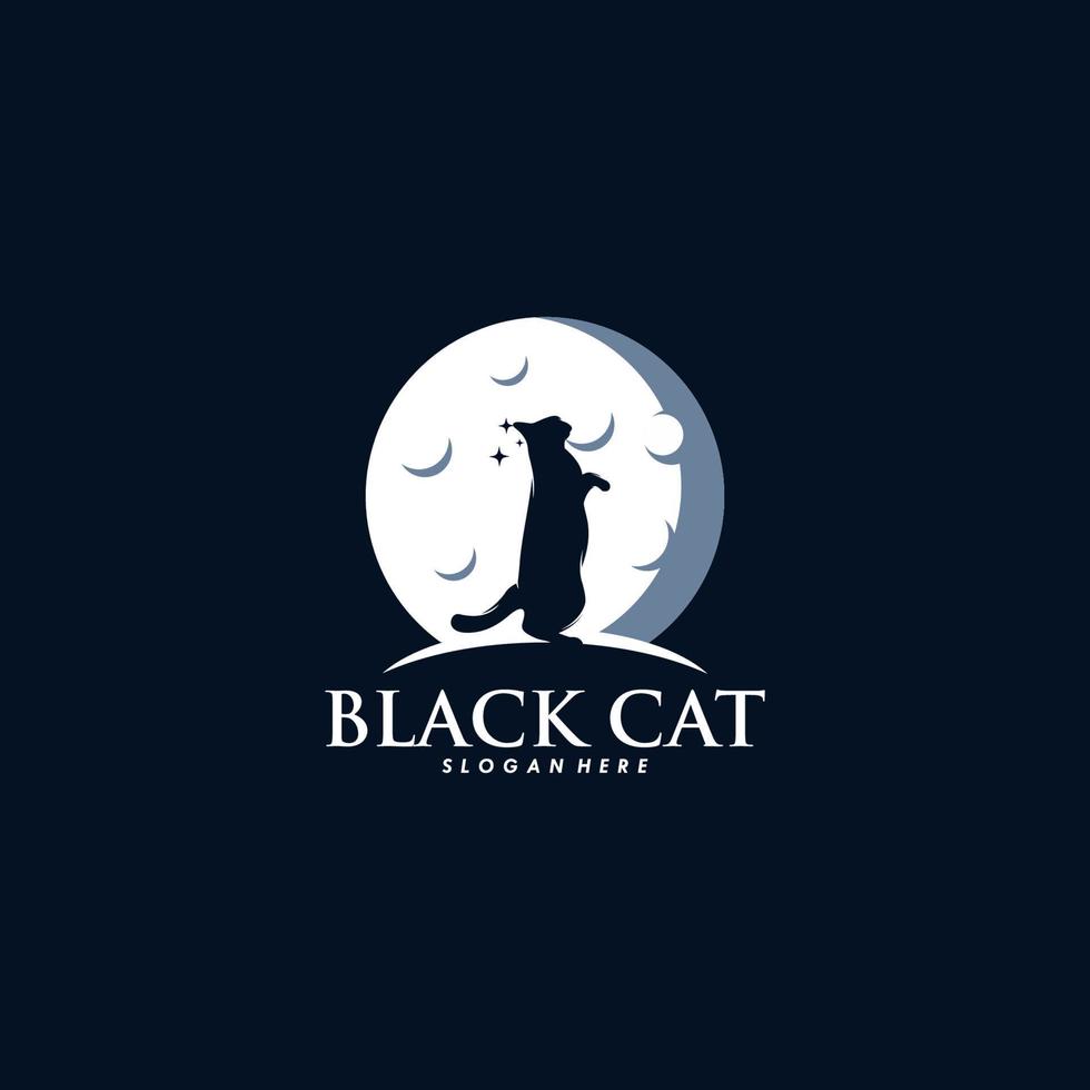 Black cat logo design vector