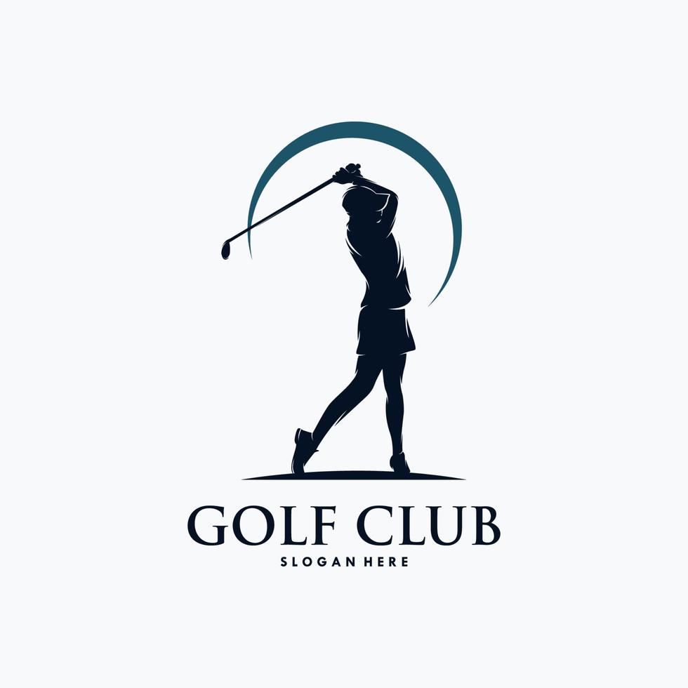 Golf player Logo design vector template.