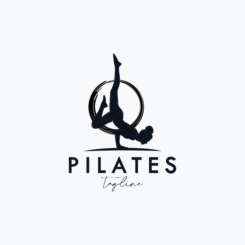 entrenador pilates mujer silueta vector creativo diseño de logotipo