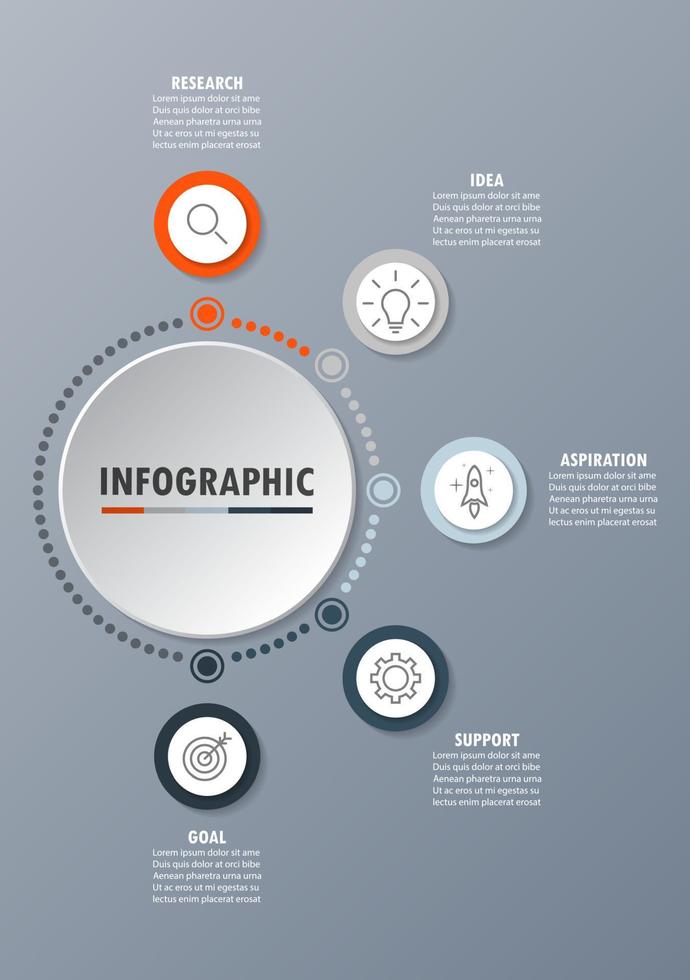 Infographic template with the image of 5 rectangles vector