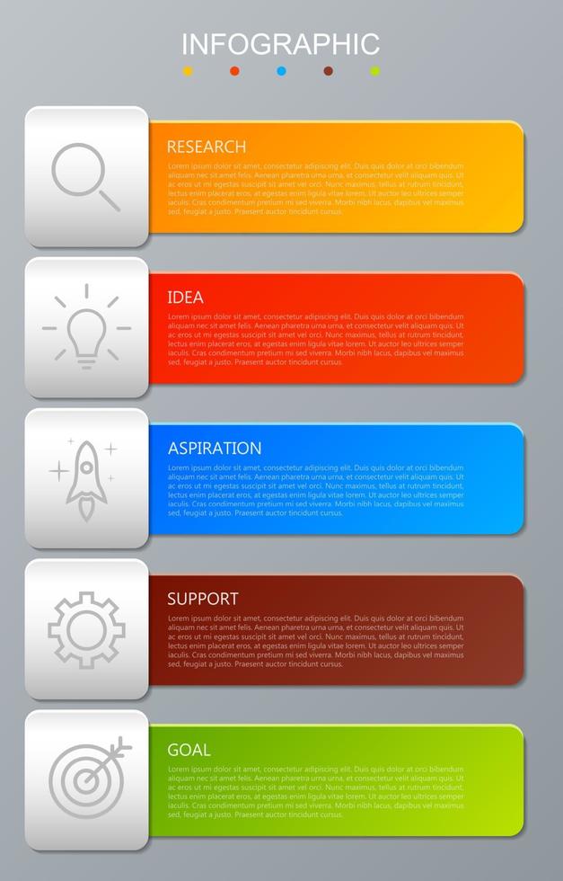 Infographic template with the image of 5 rectangles vector