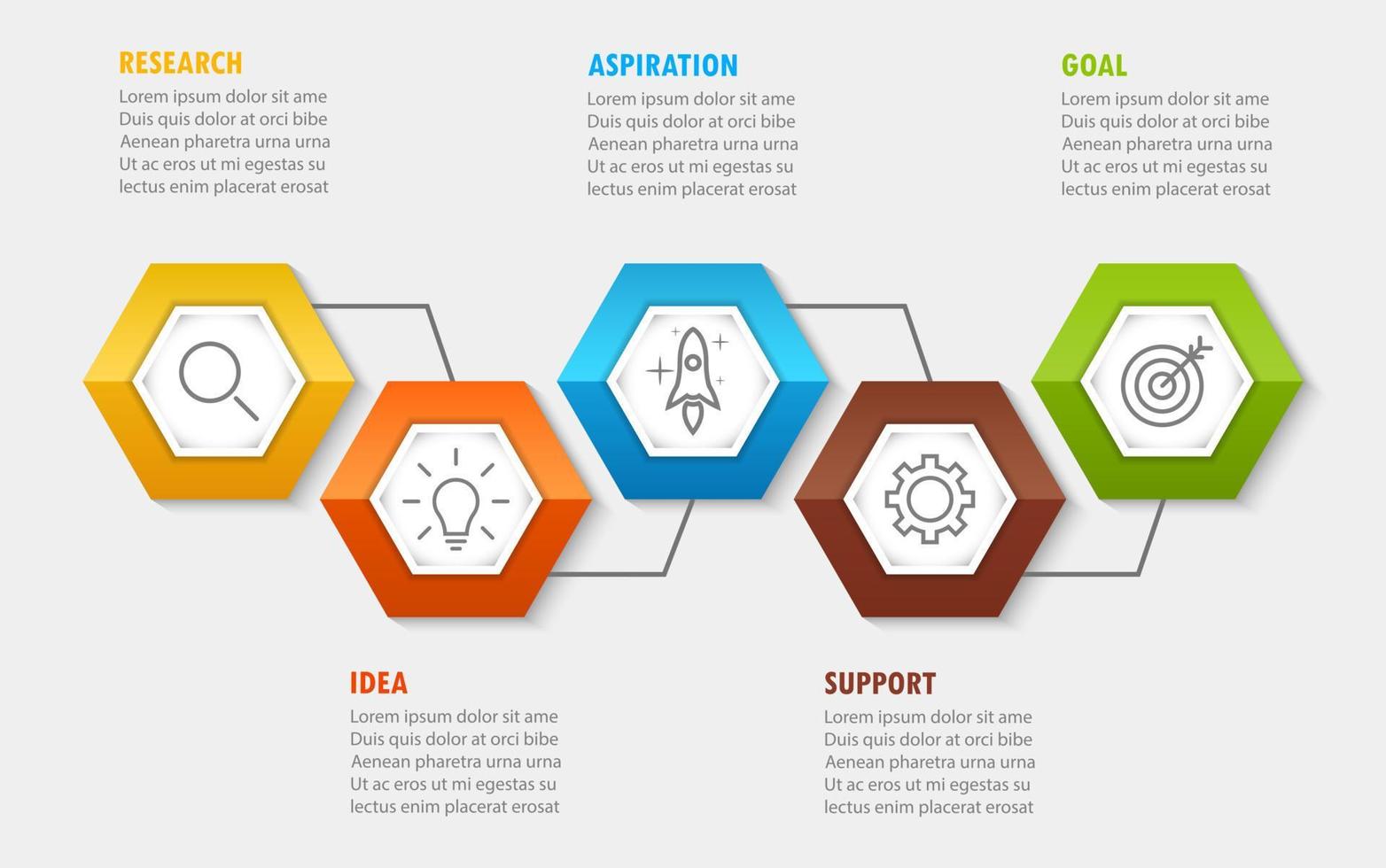 plantilla infográfica con la imagen de 5 rectángulos vector