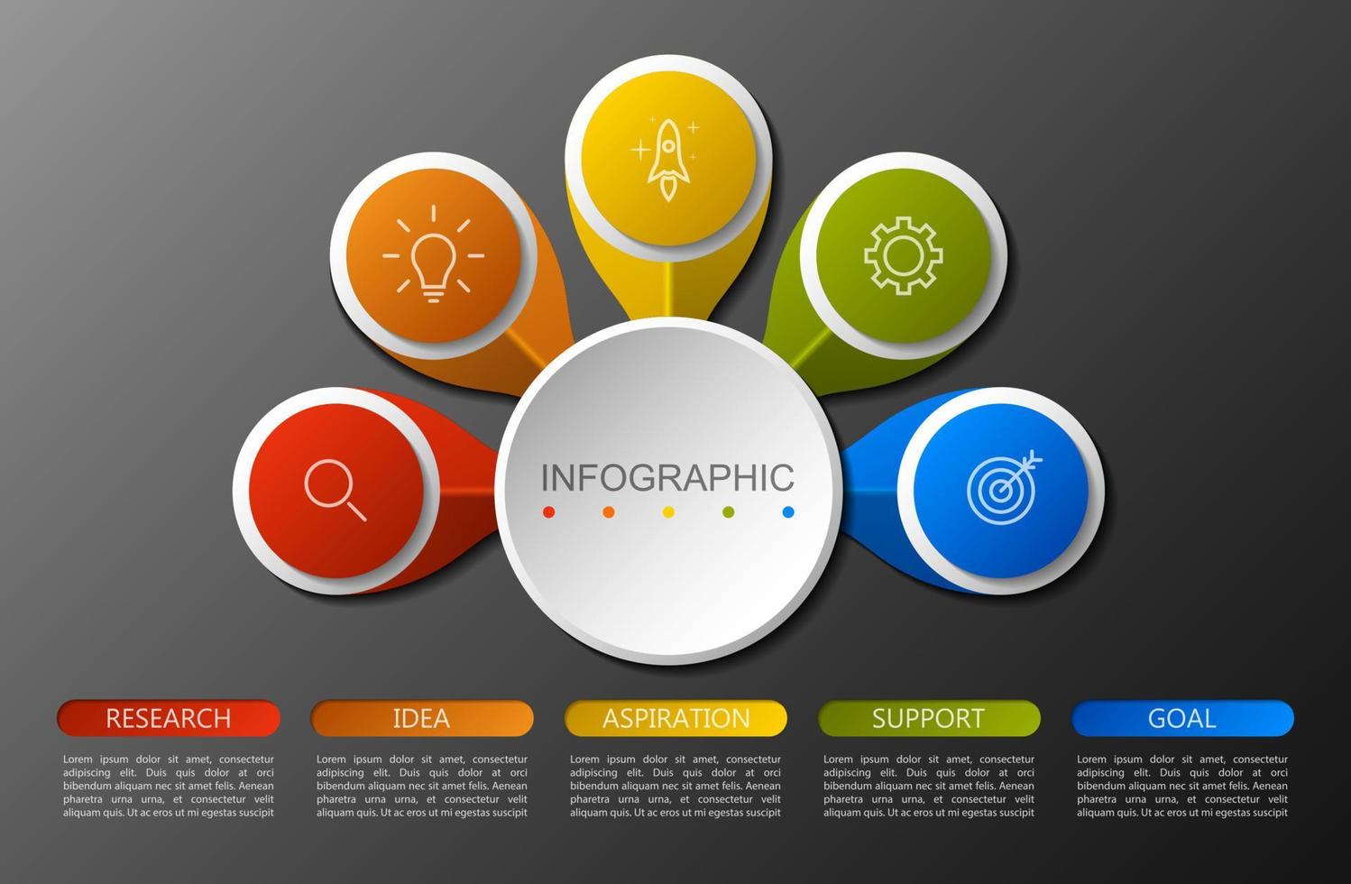 Infographic template with the image of 5 rectangles vector