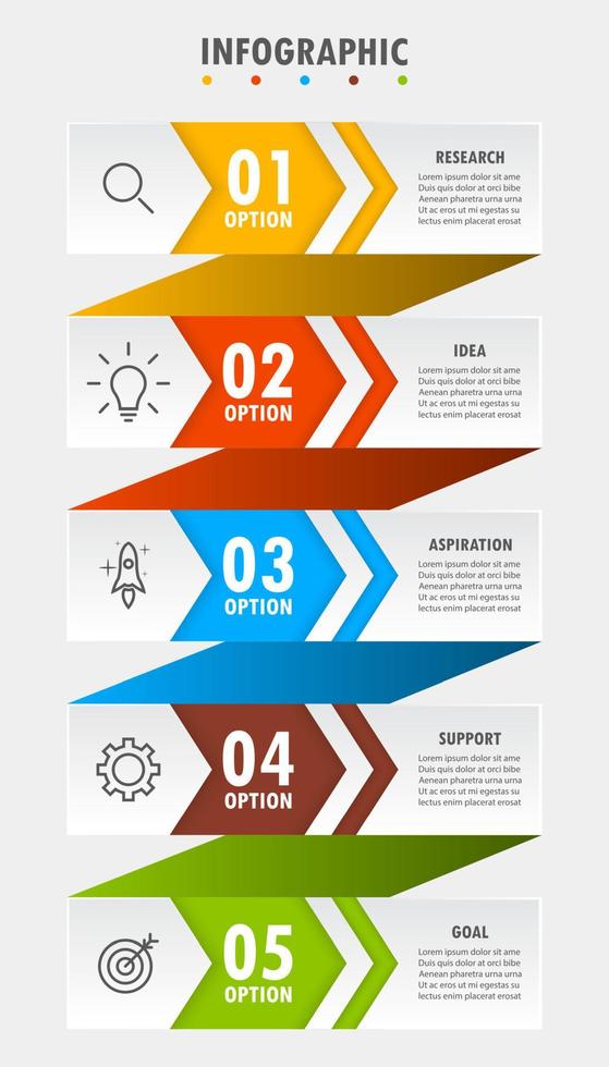 plantilla infográfica con la imagen de 5 rectángulos vector