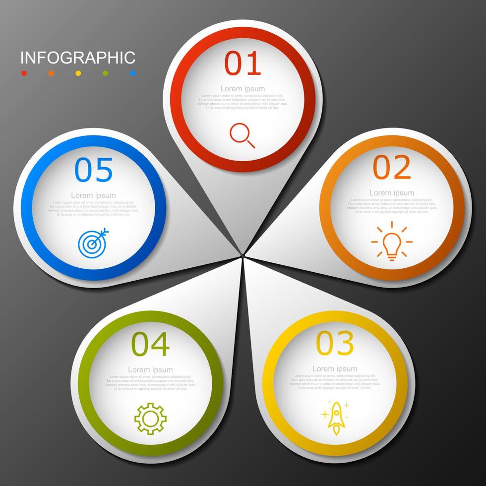 Infographic template with the image of 5 rectangles vector