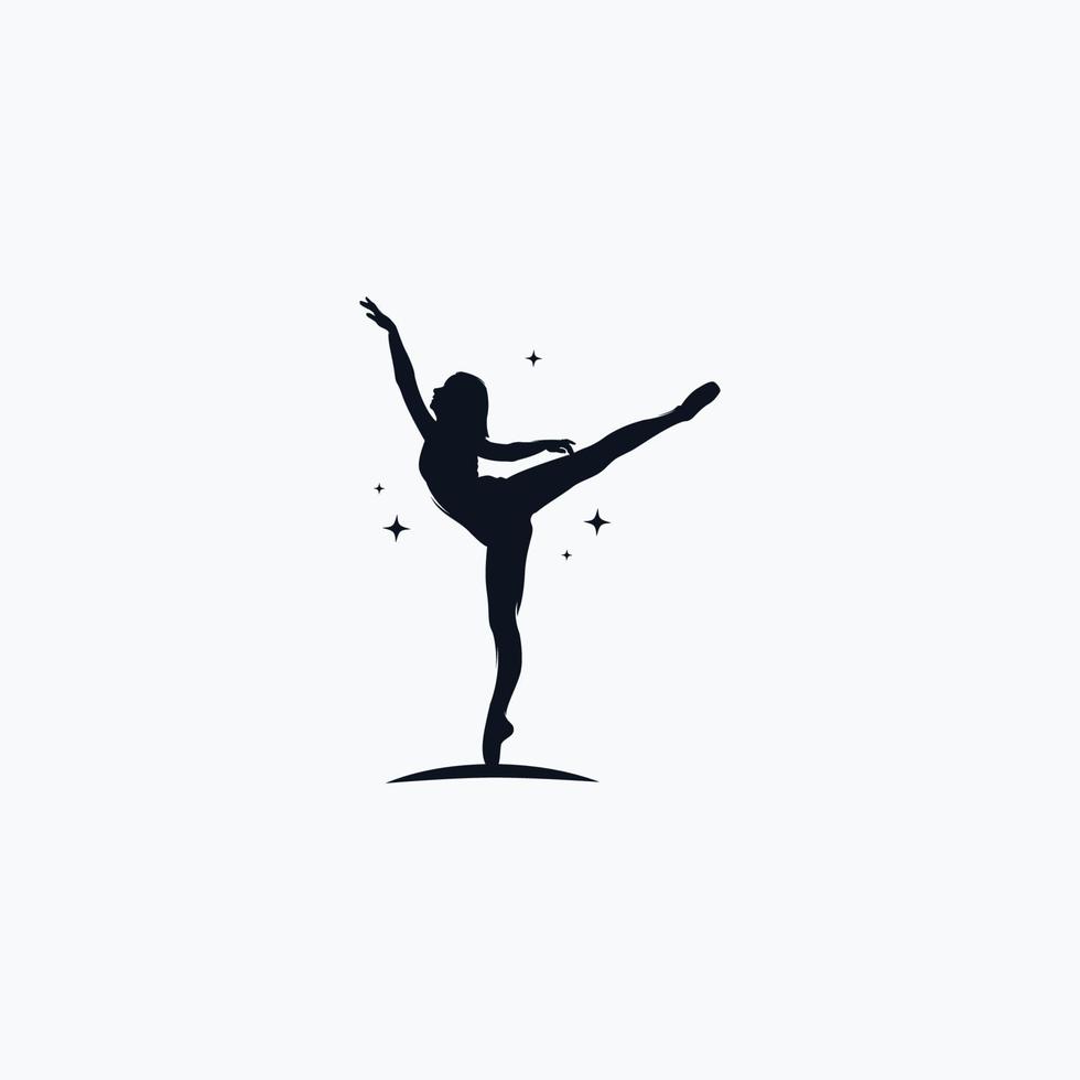 Fitness Gymnastic Logo Silhouette Sportswoman Vector