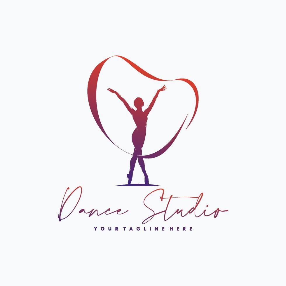 Fitness Gymnastic With Ribbon Logo Design vector